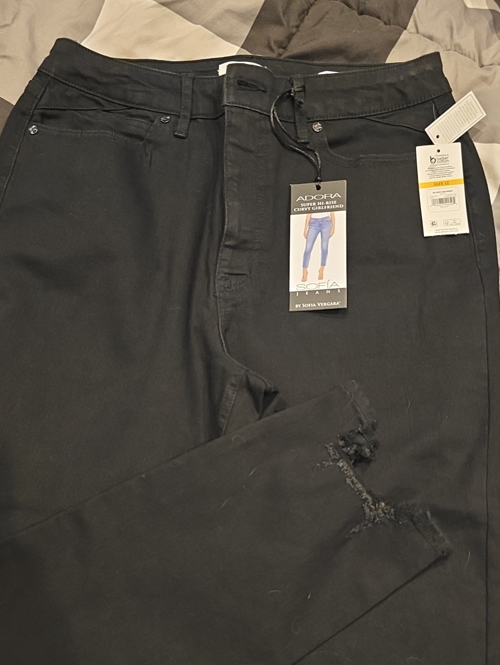 NWT Sofia Vergara Black Super Hi Rise Curvy Girlfriend Jeans
